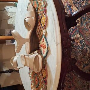 Clarks Women's Ivory Ankle-Strap Wedge Sandals 10W